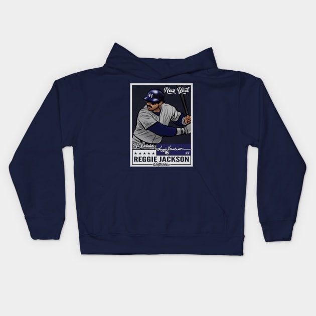 Reggie Jackson New York Y Throwback Card Kids Hoodie by ganisfarhan